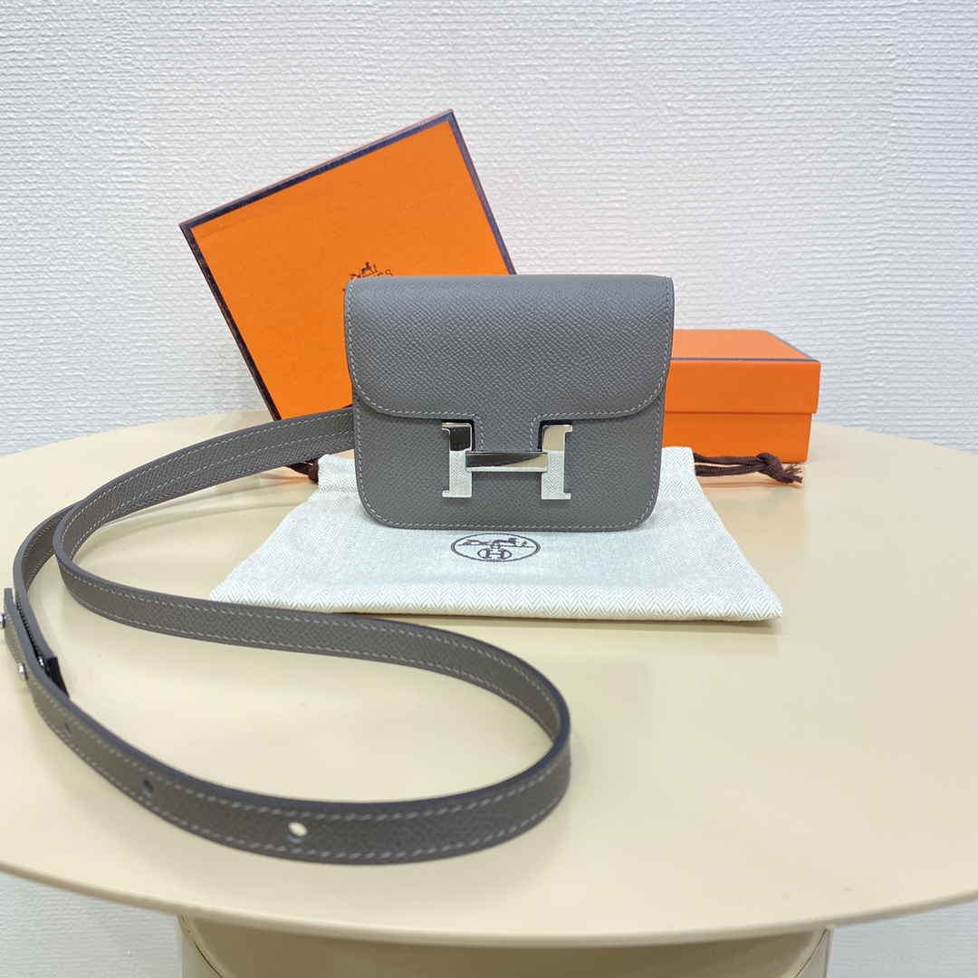 Hermes Constance Slim Wallet Belt Bag In Etain Epsom Leather